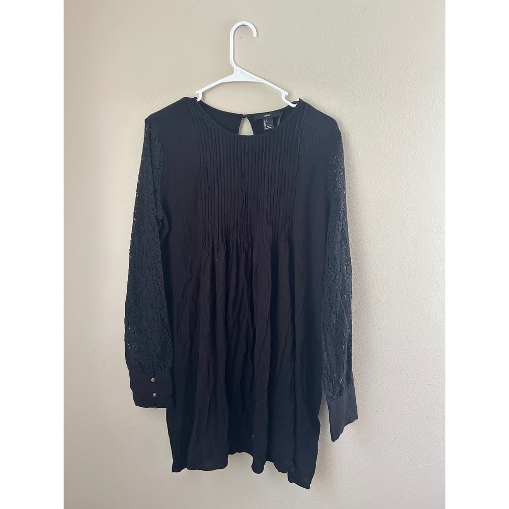 Forever 21 Womens Black Lace Sleeve Pleated Mini‎ Dress Western Coastalcowgirl